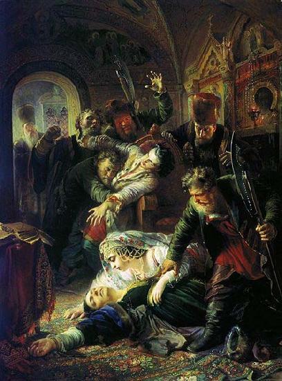 Konstantin Makovsky Agents of the False Dmitry kill the son of Boris Godunov Sweden oil painting art